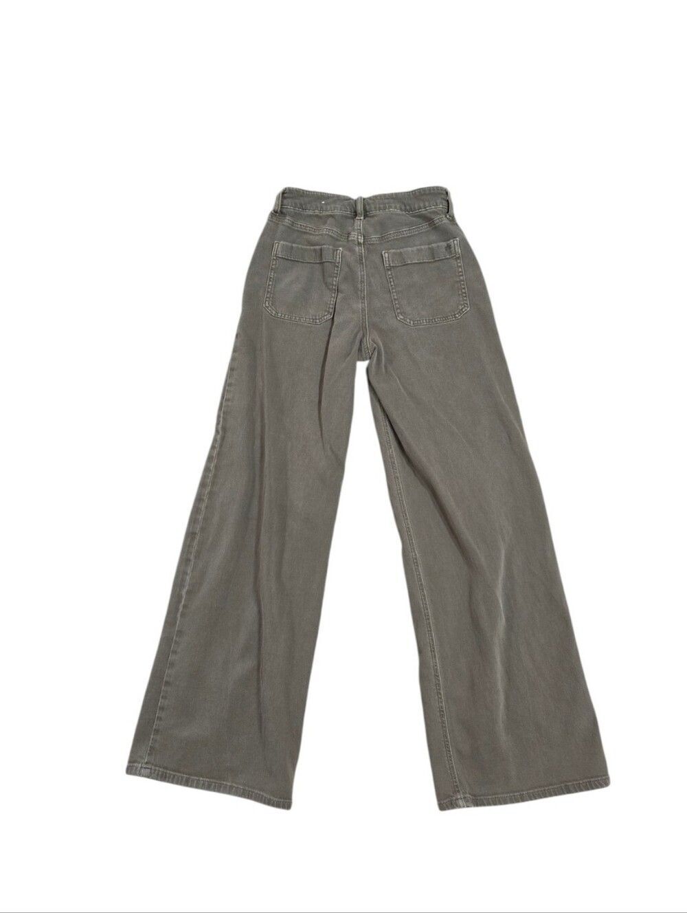 American Eagle Super High Rise Baggy Wide Leg Utility Jeans Olive Green 0 EUC - Picture 3 of 10